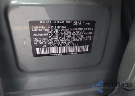 2016 Subaru Forester 2.5I Touring from USA, damaged, VIN JF2SJAXC0GH501592